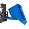 Contenedor autobasculante 1500 litros con carretilla elevadora volcado completamente