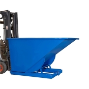 Vista de 3/4 del Contenedor autobasculante 1500 litros con carretilla elevadora