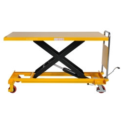 Mesa elevadora manual 500 kg - vista de perfil - Plataforma alta 1600x810 mm