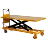 Mesa elevadora manual 500 kg - vista trasera de 3/4 - Plataforma medio-alta 1600x810 mm