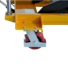 Mesa elevadora manual 500 kg - Plataforma 1600x810 mm - zoom en las ruedas giratorias
