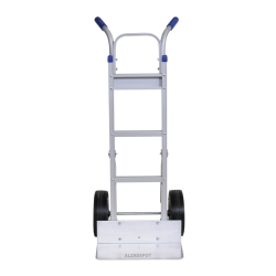 Carretilla de mano aluminio 200 Kg con refuerzos ruedas macizas - vista frontal