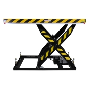 Mesa elevadora 2500kg 1830x1220mm - vista de perfil - posición alta