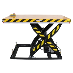 Mesa elevadora 2500kg 1830x1220mm - vista de perfil - posición alta con caja de control