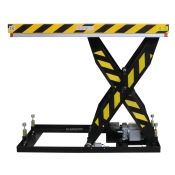 Mesa elevadora 2500kg 1420x815mm - vista de perfil - posición alta