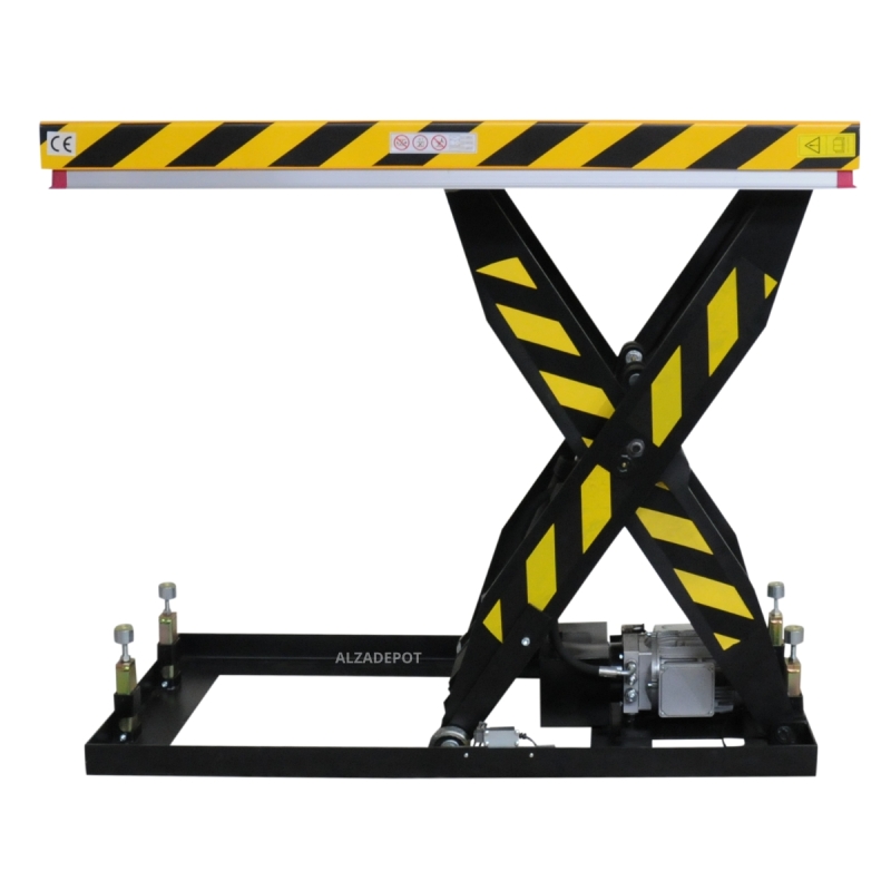 Mesa elevadora 2500kg 1420x815mm - vista de perfil - posición alta