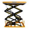 Mesa elevadora eléctrica Tijeras triples 2000 kg - vista de perfil con plataforma alta