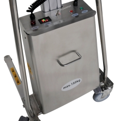 Apilador inox posicionador trabajo semi-eléctrico 150kg - zoom en el bloque del motor