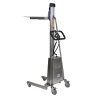 Apilador inox posicionador trabajo semi-eléctrico 150kg - vista delantera de 3/4 - plataforma alta