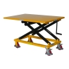 Vista delantera de 3/4 de la mesa elevadora manivela 300kg plataforma 1150x750 mm - posición medio-alta