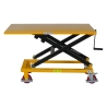 Vista lateral de la mesa elevadora manivela 300kg plataforma 1150x750 mm - posición medio-alta