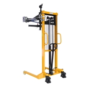 Vista en 3/4 del Apilador volteador de barril 450 kg - elevación 1600 mm - Horquillas ajustables