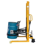 Vista lateral del Apilador volteador de barril 450 kg - elevación 1600 mm - Horquillas ajustables