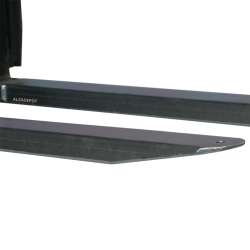 Vista de perfil de las extensiones de horquillas galvanizadas para carretilla elevadora - 2100mm