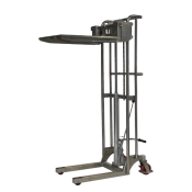 Vista en diagonal del Mini apilador manual inox 400 kg - elevación 1500 mm de las horquillas