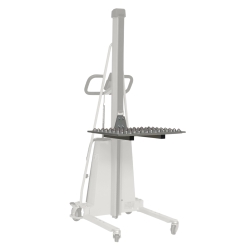 Vista 3/4 plataforma de transferencia con rodillos de bolas para apilador de puesto de trabajo