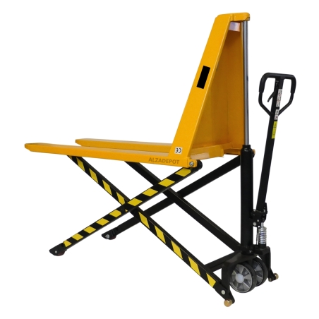 Vista general de la transpaleta de tijera manual monocilíndrica 1000kg horquillas largas 1500mm