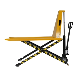 Vista de perfil de la transpaleta elevadora manual ancha monocilíndrica 1000 kg - Horquillas 1500mm