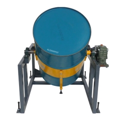 Mezclador basculante de bidones 400 kg con bidon vista frontal