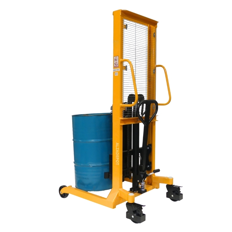 Apilador elevador de barriles 400 kg - Elevación 1450 mm vista trasra 3/4