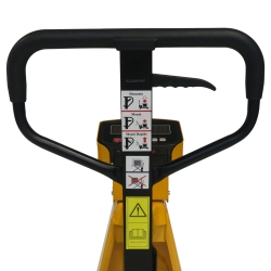 Vista del timon de la transpaleta manual pesadora de alta elevación 1500 kg