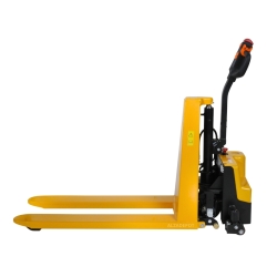 Transpaleta de alta elevación completamente eléctrica- vista de perfil - posición baja