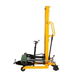 Vista de perfil del apilador volteador de barriles 400 kg — elevación 1350 mm