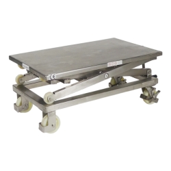 Lateral baja - Mesa elevadora móvil INOX a manivela - Capacidad 300 kg