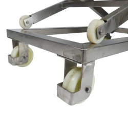 Zoom ruedas - Mesa elevadora móvil INOX a manivela - Capacidad 300 kg