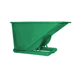 Vista 3/4 del contenedor autobasculante verde - 900 litros