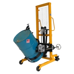 3/4 bidón volteado - Apilador volteador de barriles 450 kg – elevación 1500 mm