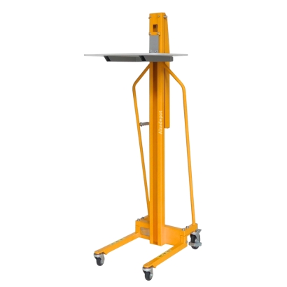 Vista trasera en 3/4 del apilador para puesto de trabajo 100 kg 1500 mm