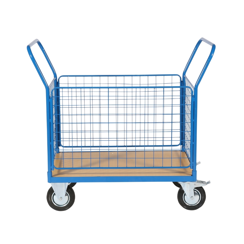vista general del carro con malla 4 lados plataforma 1200x800mm 500kg